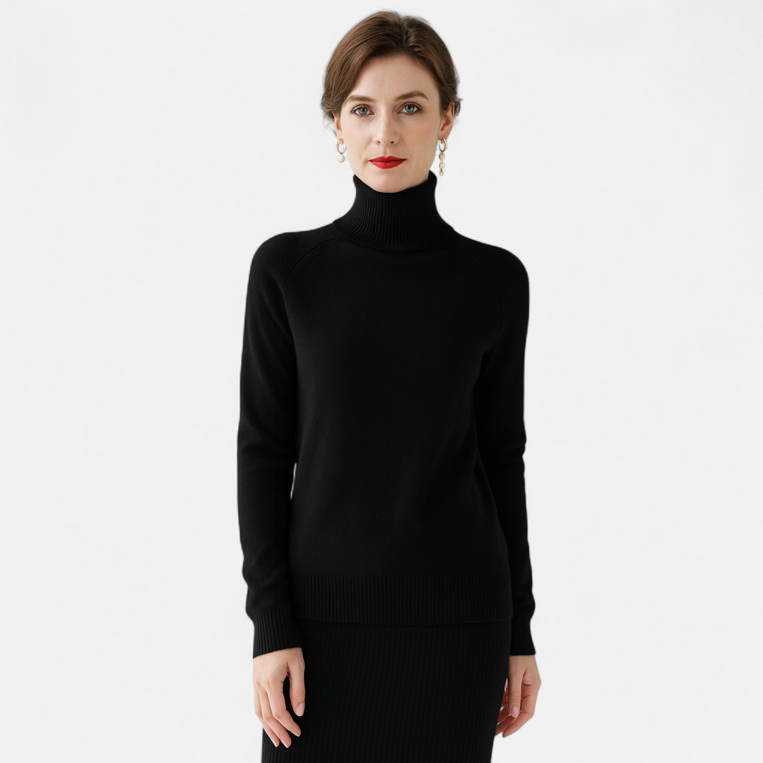 Roselains | Women's Merino Wool & Cashmere Mock-Neck Sweater