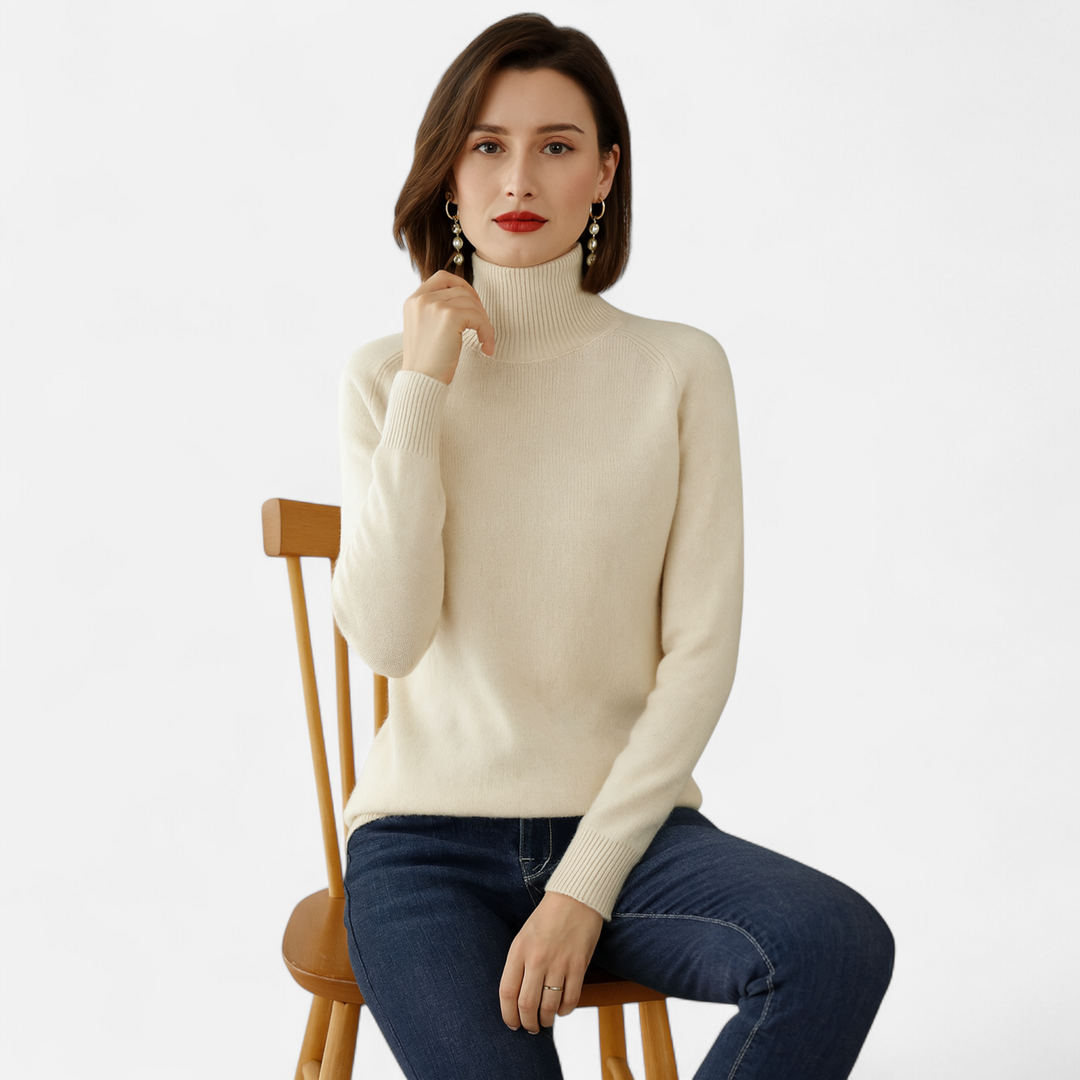 Roselains | Women's Merino Wool & Cashmere Mock-Neck Sweater