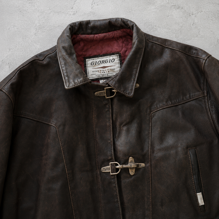 Ella │ Vintage Buckle Leather Jacket