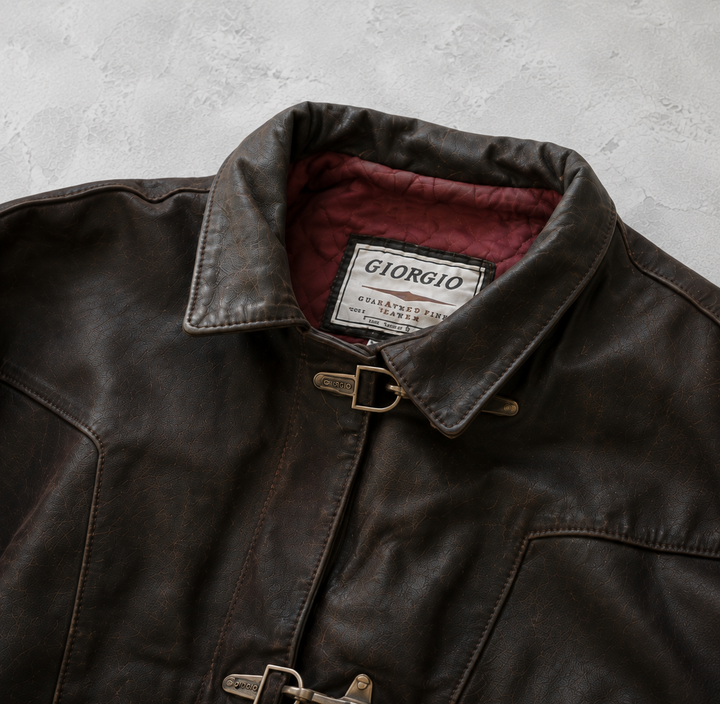 Ella │ Vintage Buckle Leather Jacket