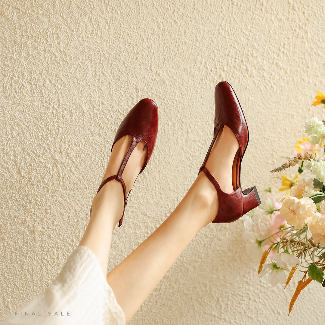 Althea | Leather T-Strap Heels