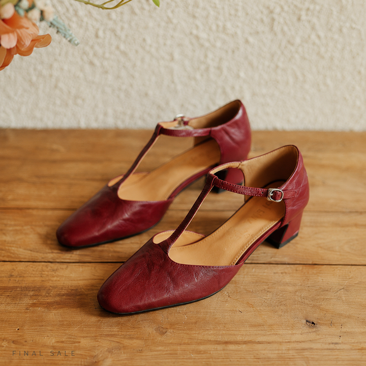 Althea | Leather T-Strap Heels