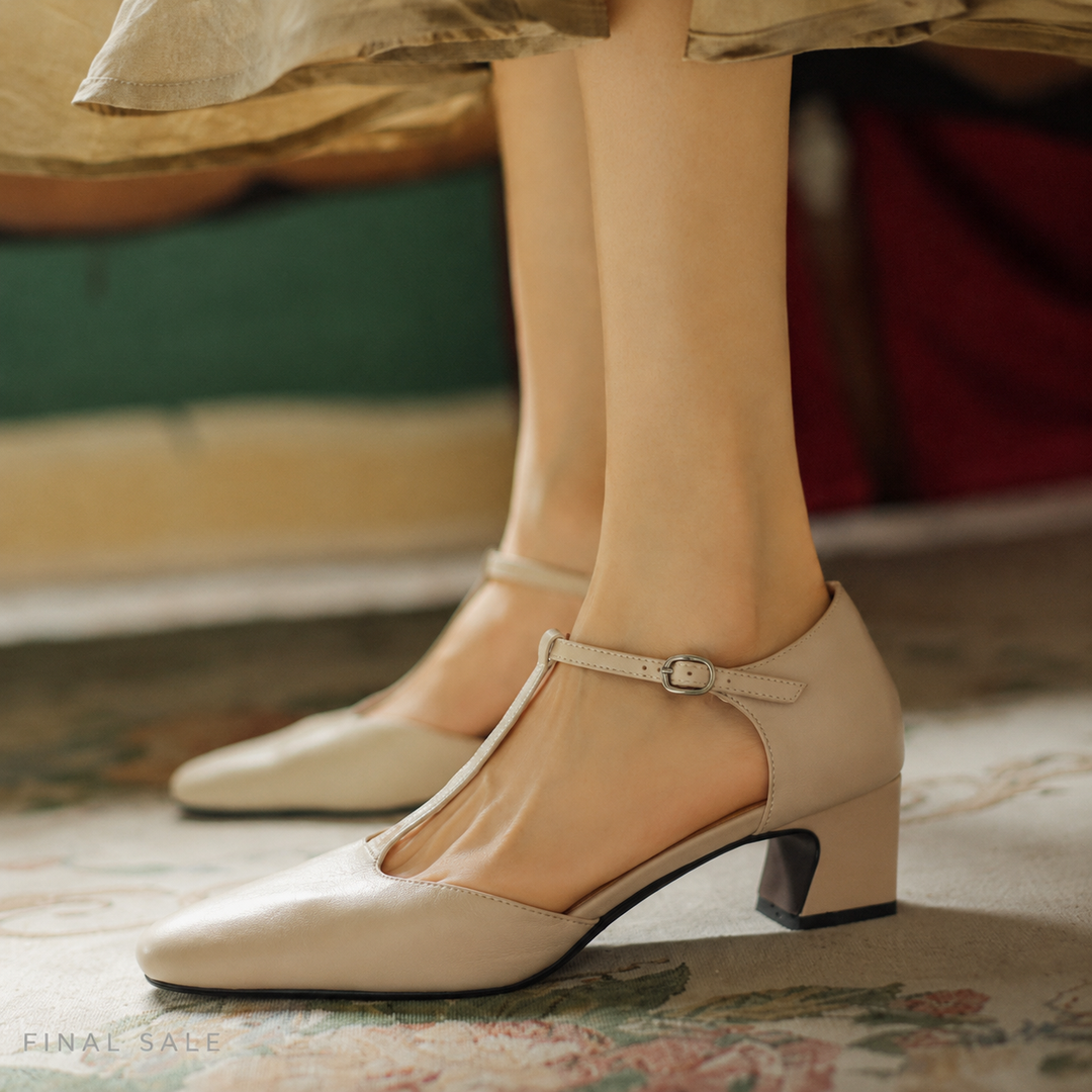Althea | Leather T-Strap Heels
