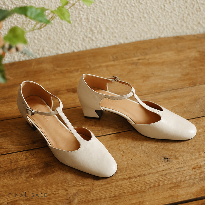 Althea | Leather T-Strap Heels