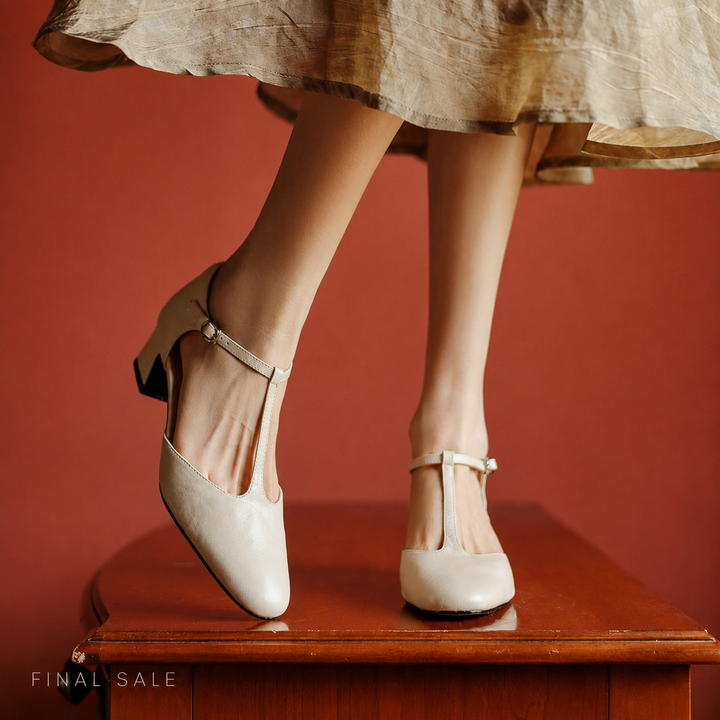 Althea | Leather T-Strap Heels
