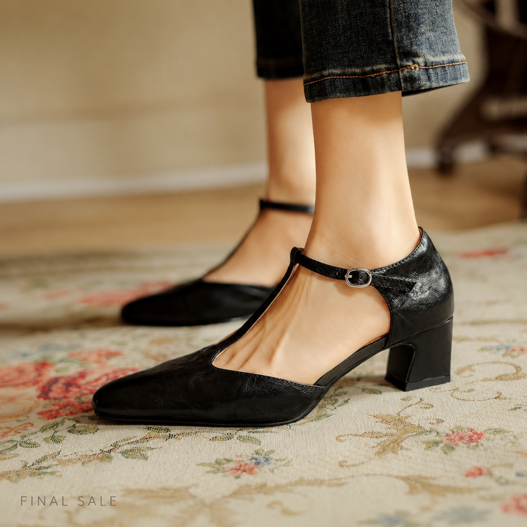Althea | Leather T-Strap Heels