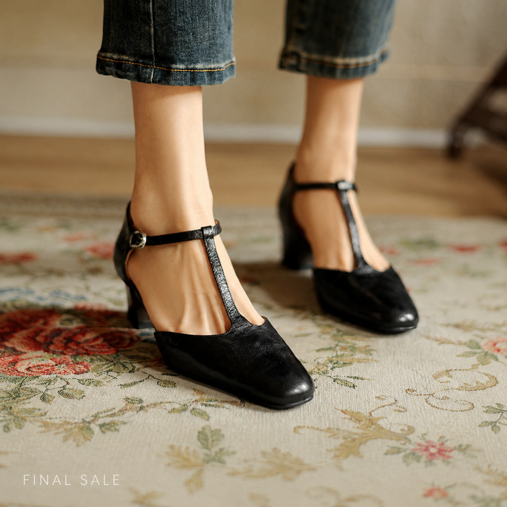 Althea | Leather T-Strap Heels