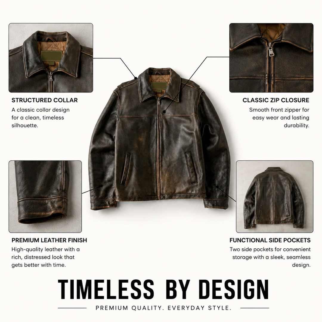 Distressed Brown Leather Jacket