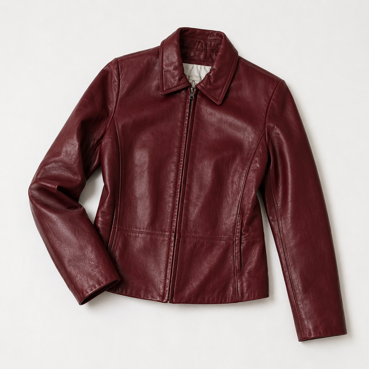Slim Fit Red Leather Jacket