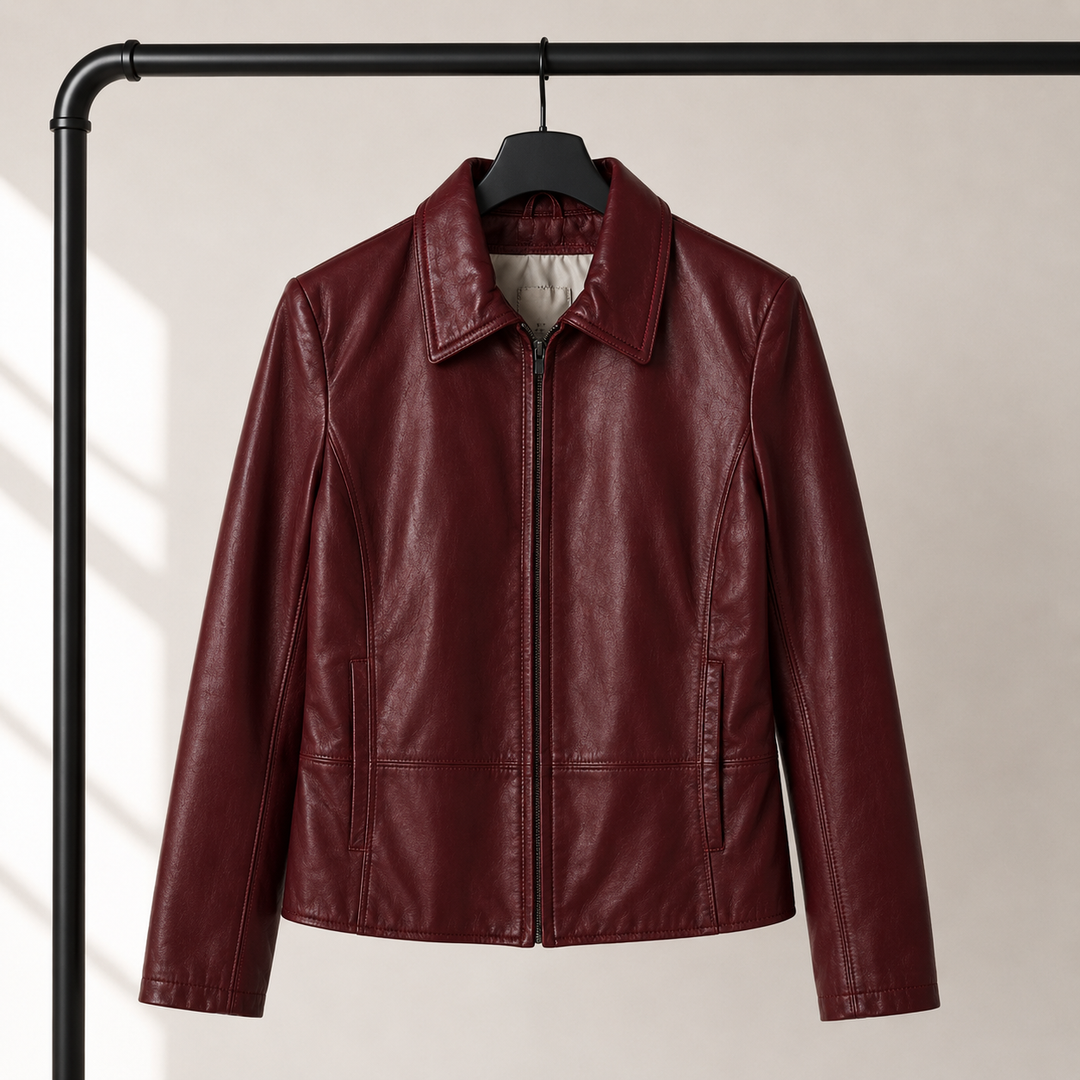 Slim Fit Red Leather Jacket