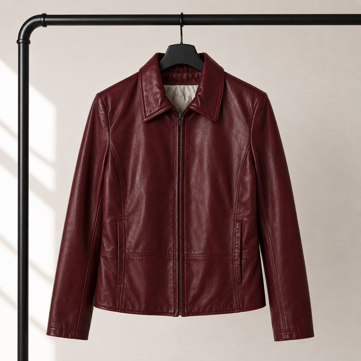 Slim Fit Red Leather Jacket