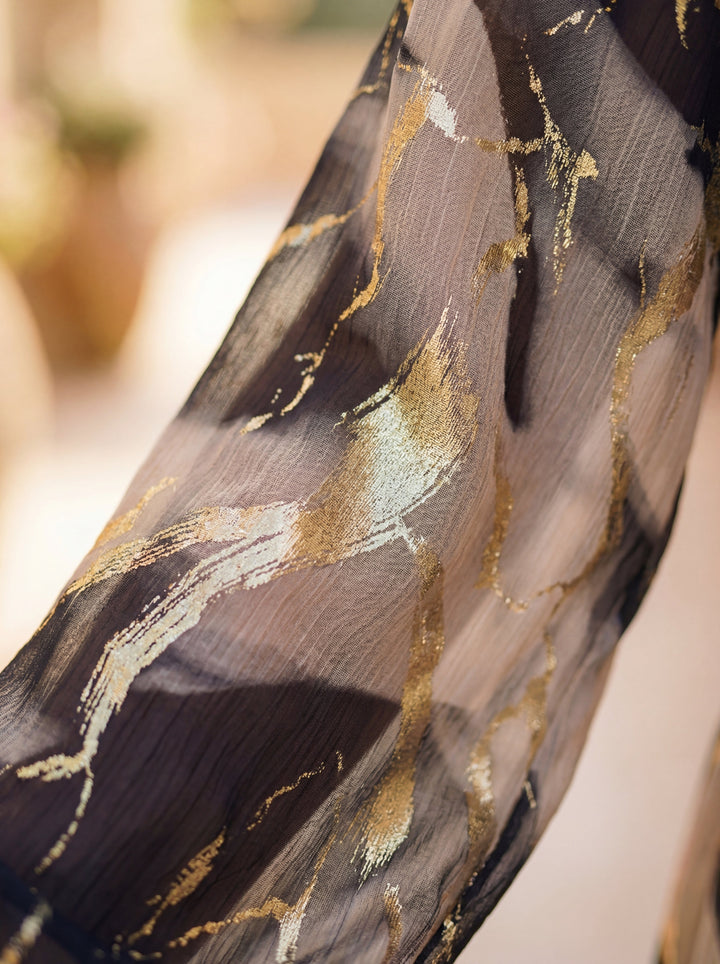 Printed Chiffon Dress for Women | Elegant Flowy Midi Dress