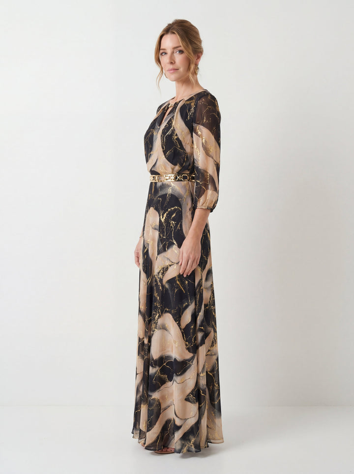 Printed Chiffon Dress for Women | Elegant Flowy Midi Dress