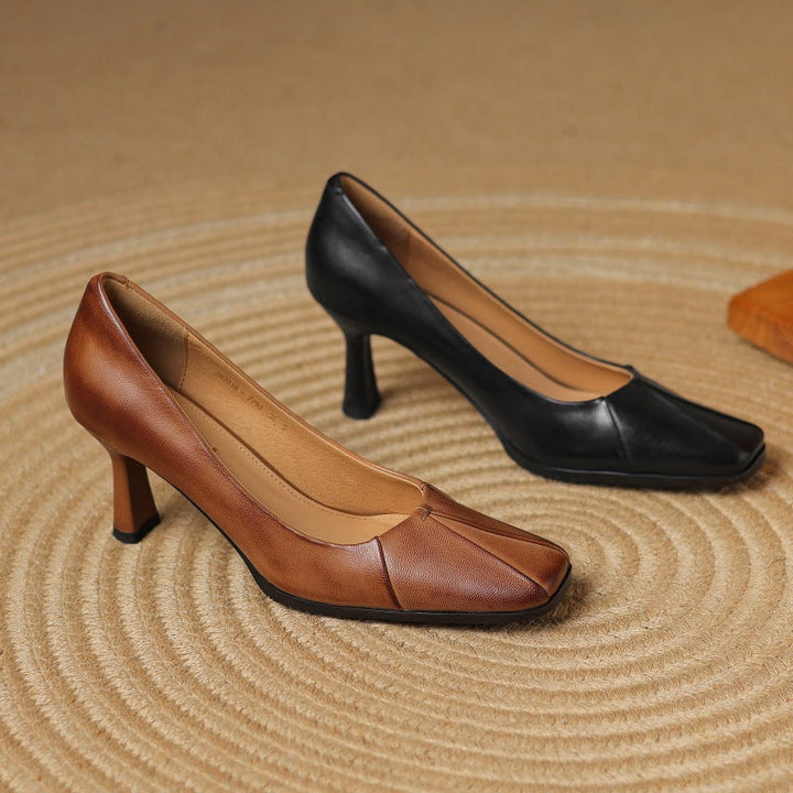 Alouette | Leather Square-Toe Pumps