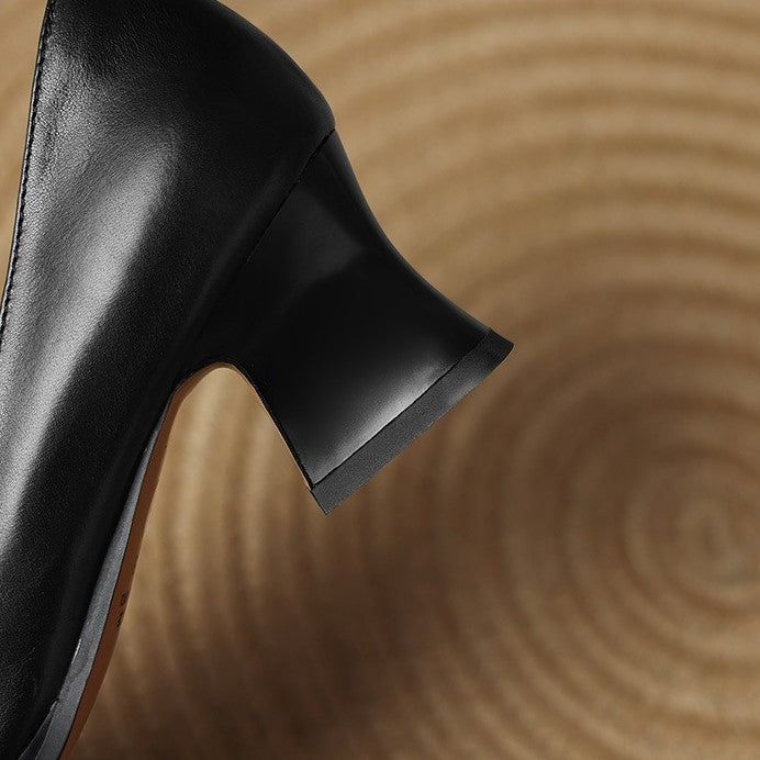 Caelune | Leather Square-Toe Pumps