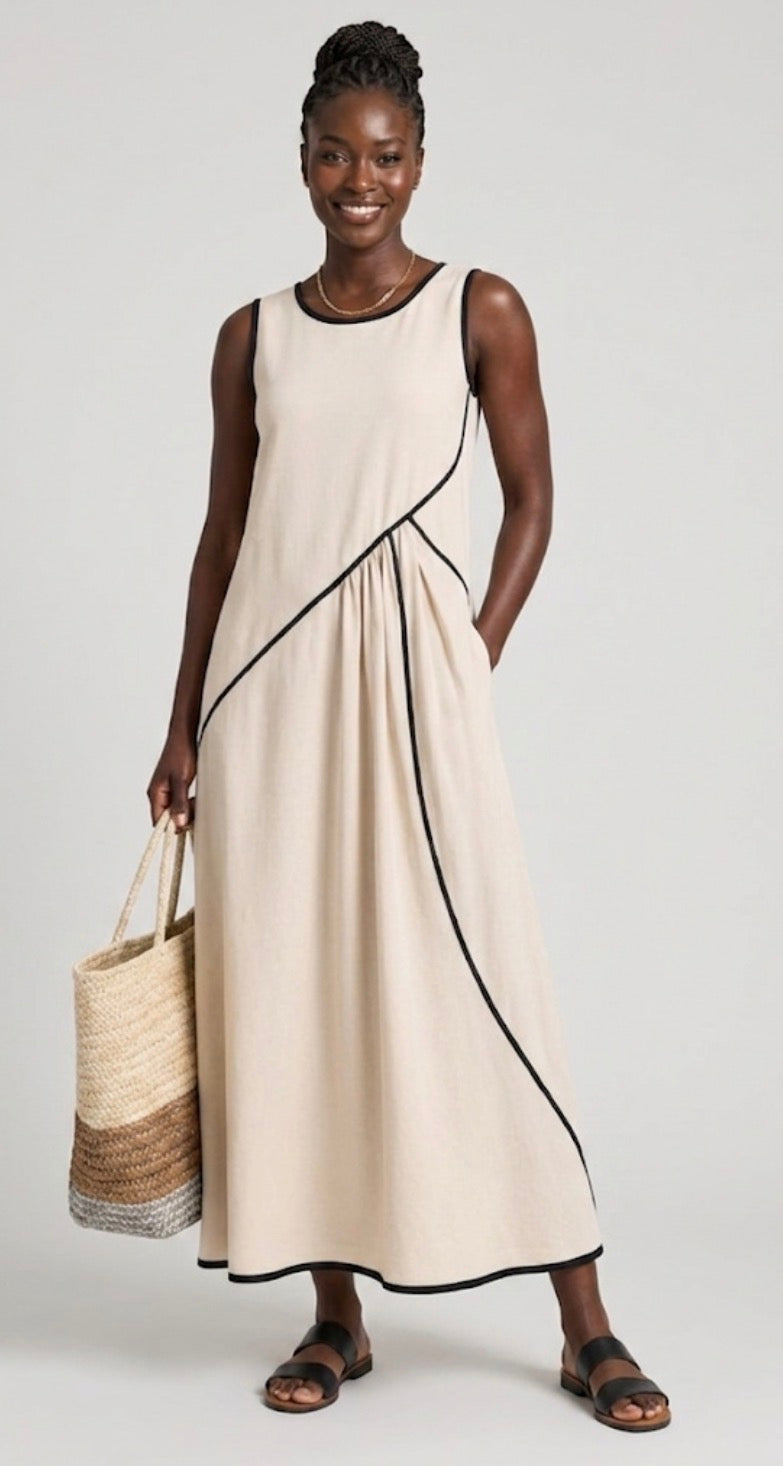 Soleia | Sleeveless Round Neck Draped Maxi Dress