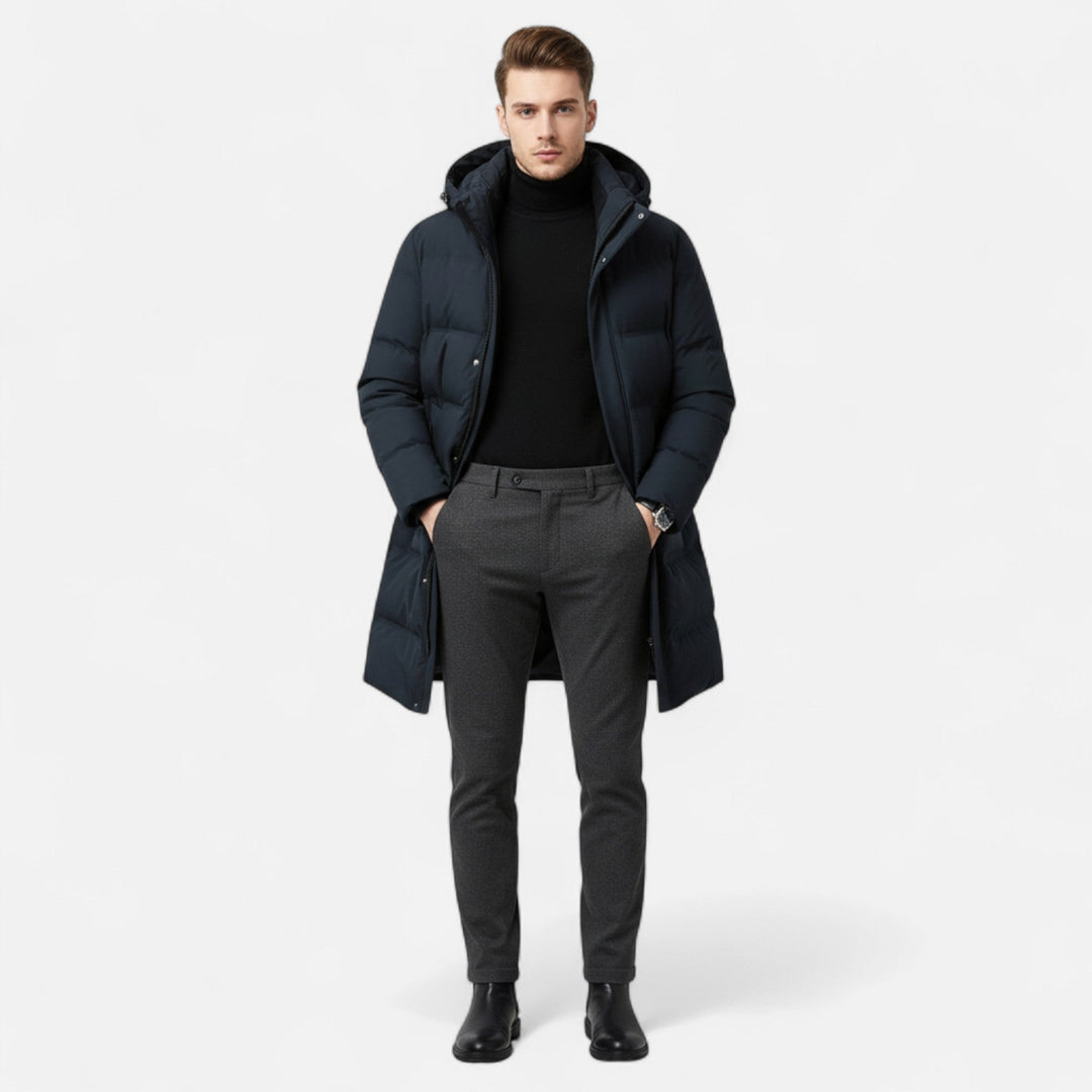 Roselains | Men’s Premium Winter Down Parka – Hooded Insulated Elegance