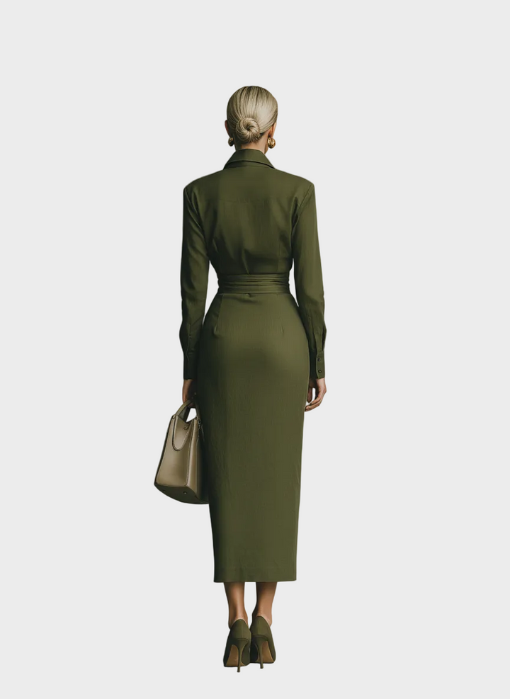 Gabby | Women's Army Green Cotton Blended Maxi Dress