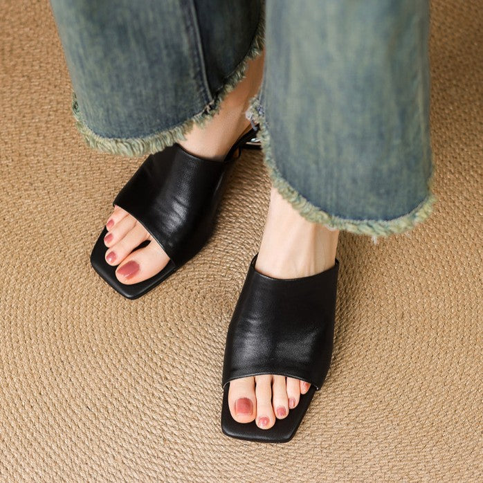 Calyra | Curve Leather Mule Heels