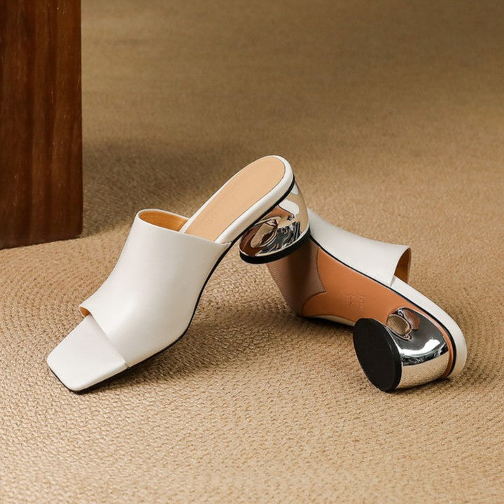 Calyra | Curve Leather Mule Heels