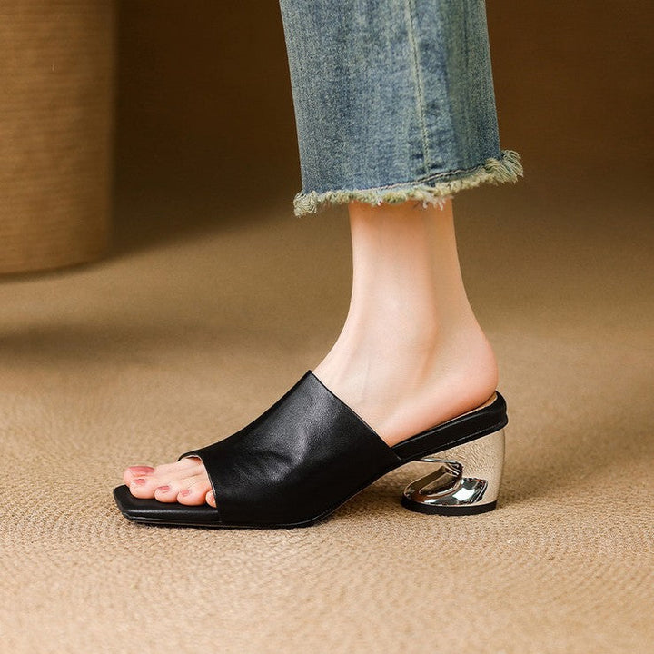 Calyra | Curve Leather Mule Heels