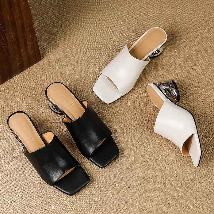 Calyra | Curve Leather Mule Heels