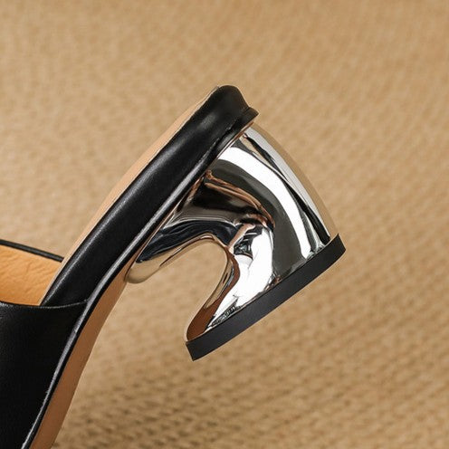 Calyra | Curve Leather Mule Heels