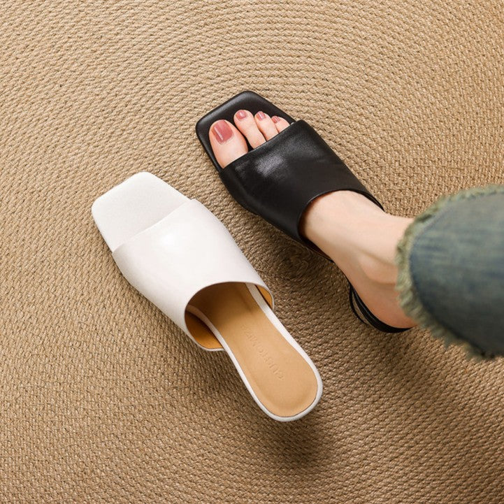 Calyra | Curve Leather Mule Heels