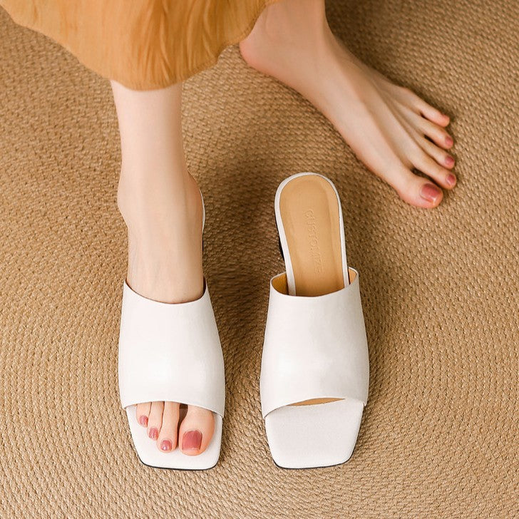 Calyra | Curve Leather Mule Heels