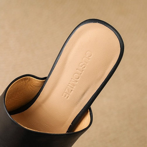 Calyra | Curve Leather Mule Heels
