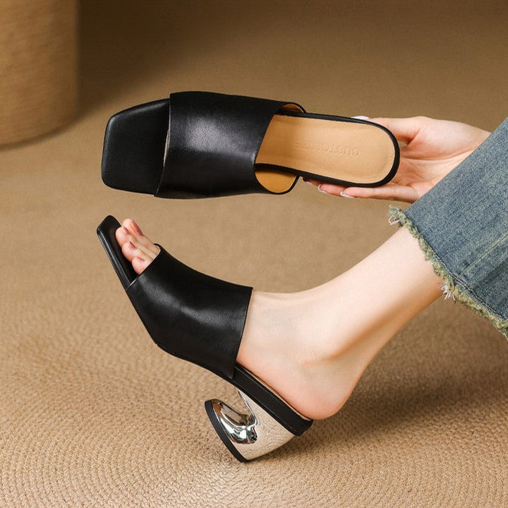 Calyra | Curve Leather Mule Heels