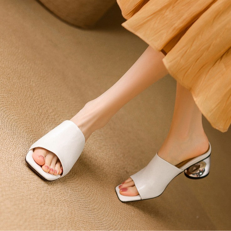Calyra | Curve Leather Mule Heels
