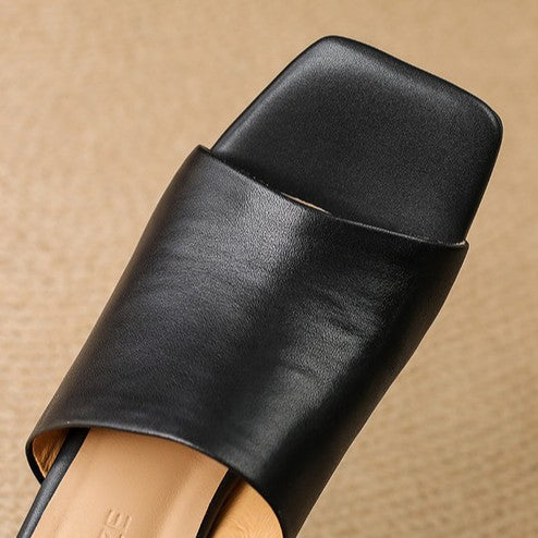 Calyra | Curve Leather Mule Heels