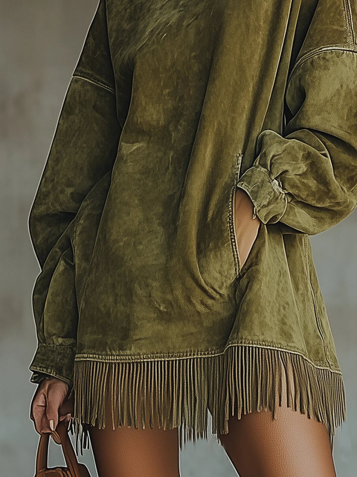 Sheri | comfortable suede dress with tassels