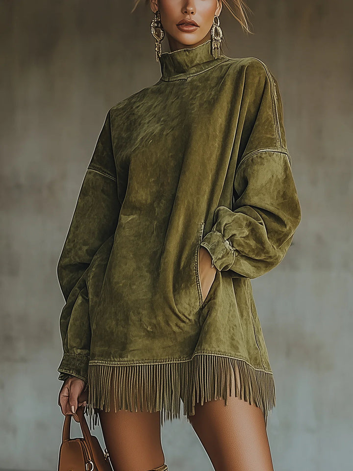 Sheri | comfortable suede dress with tassels