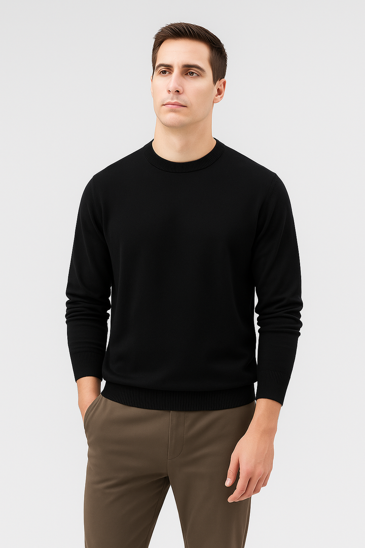Men’s Sweatshirt – Knitted Crewneck Look, Warm & Relaxed Fit
