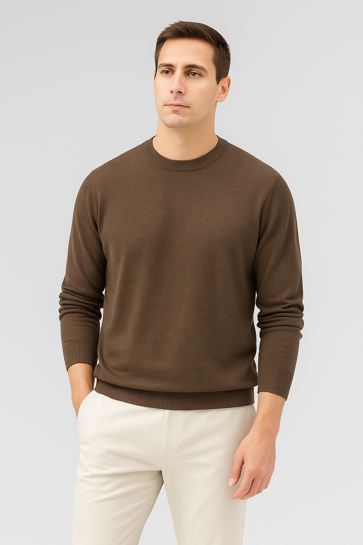 Men’s Sweatshirt – Knitted Crewneck Look, Warm & Relaxed Fit