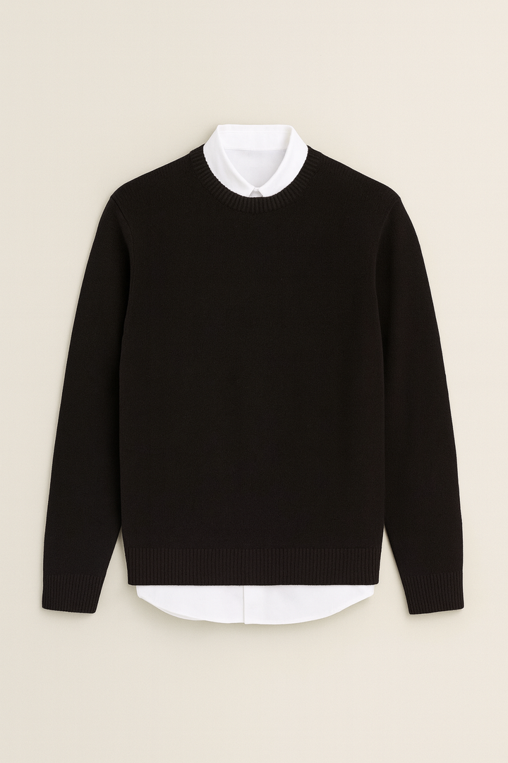 Men's sweaters – Knitted look with round neck, loose & casual