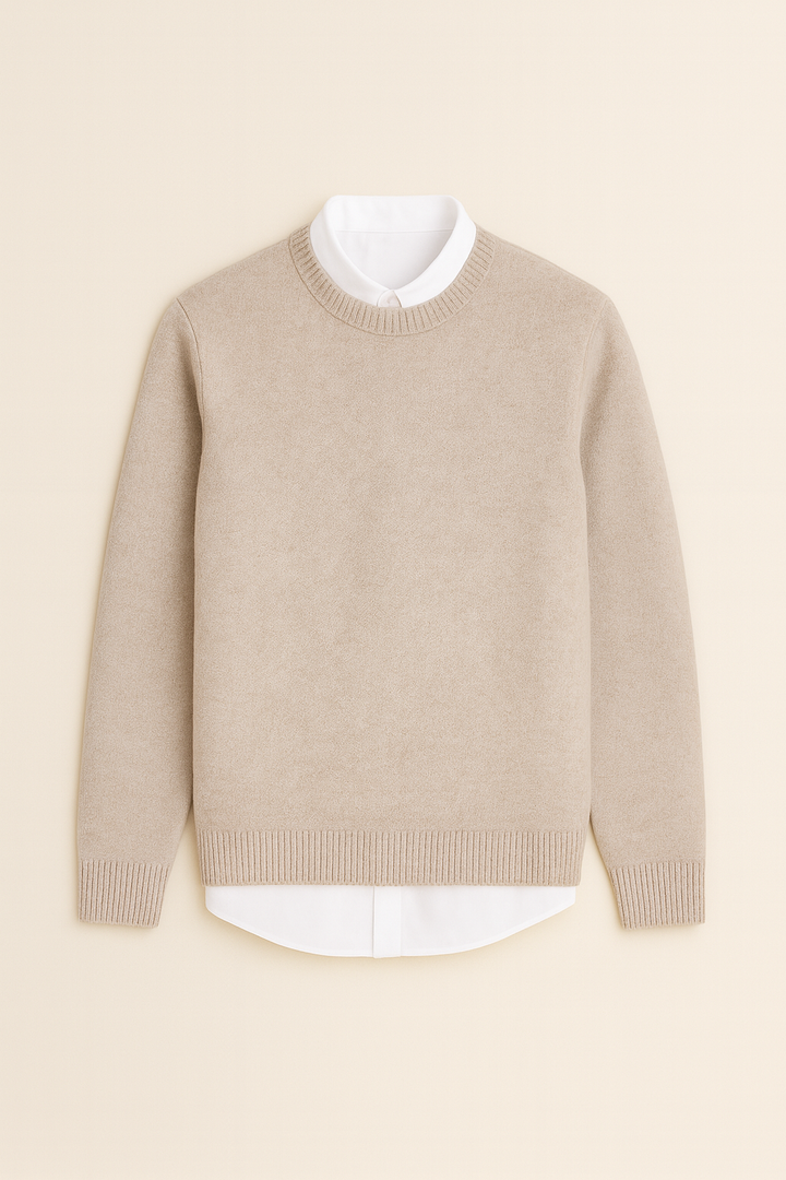 Men's sweaters – Knitted look with round neck, loose & casual