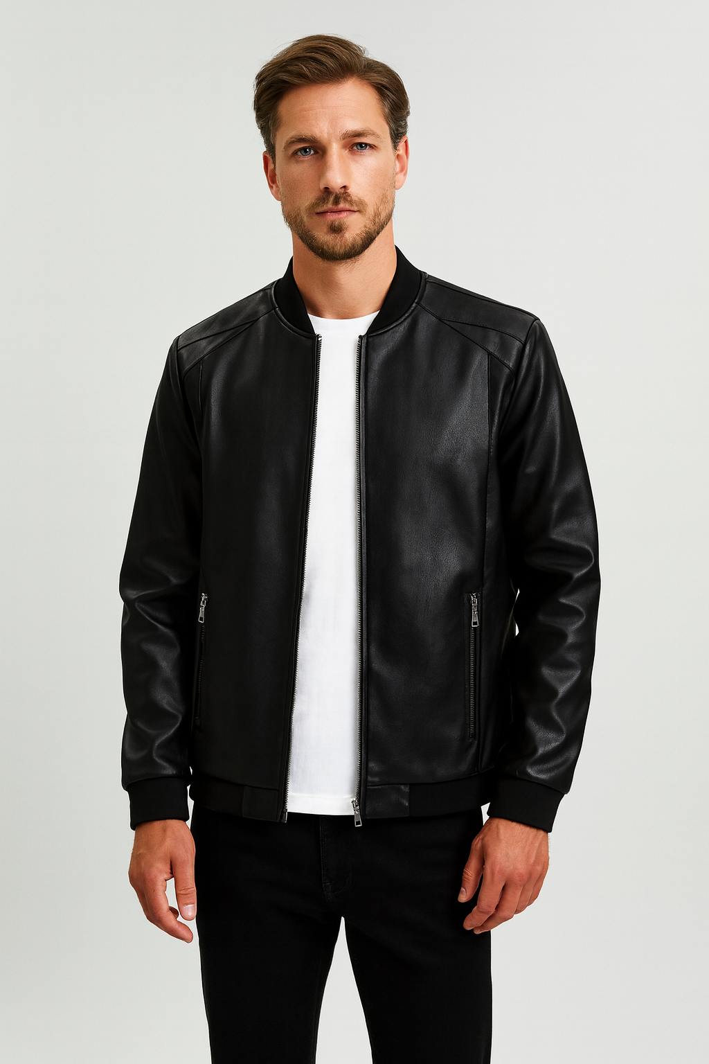 Men's jacket – Retro art with stand-up collar & fashionable