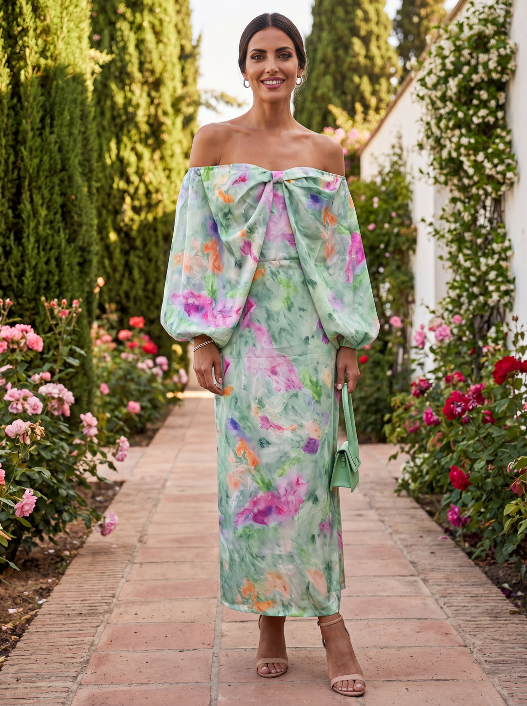 Off Shoulder Floral Maxi Dress for Women