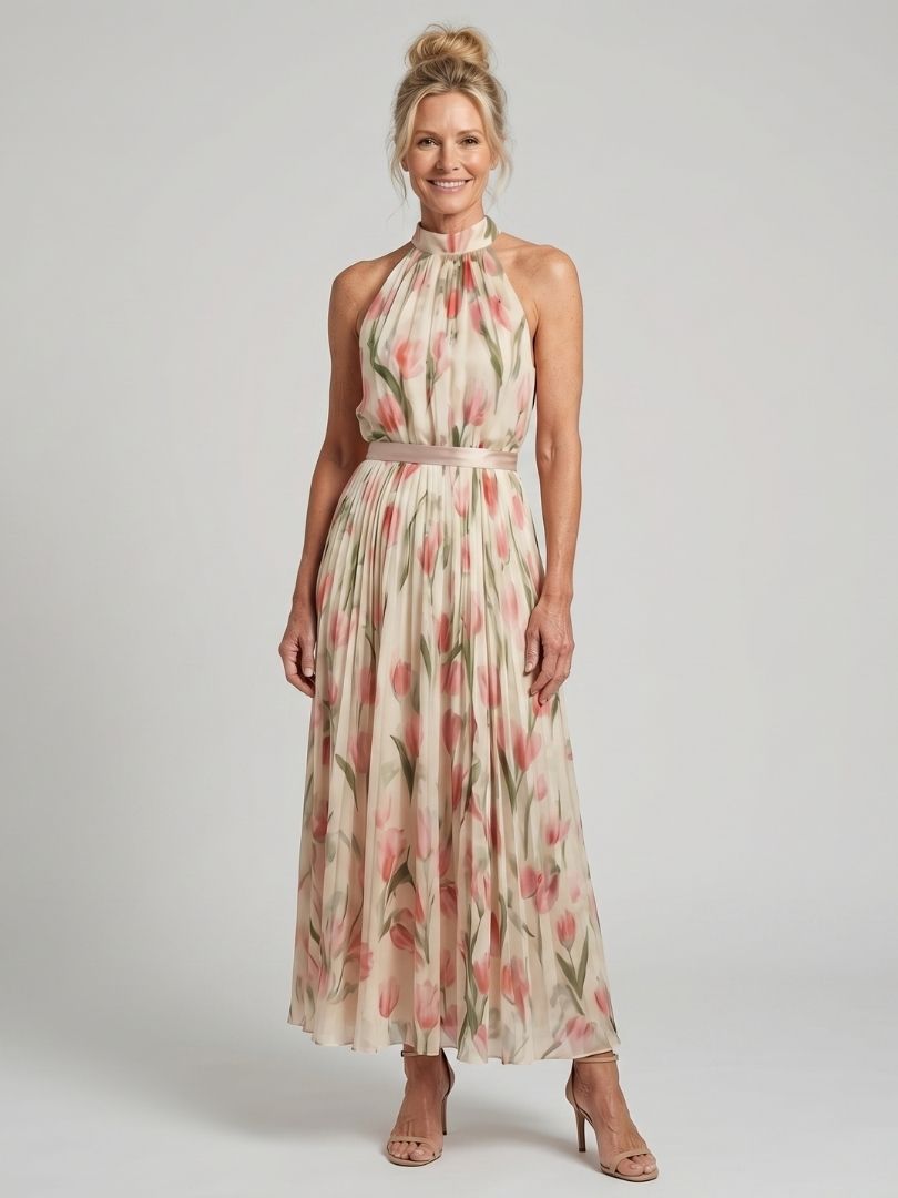 Violet & Grace™ | Halter Neck Floral Midi Dress