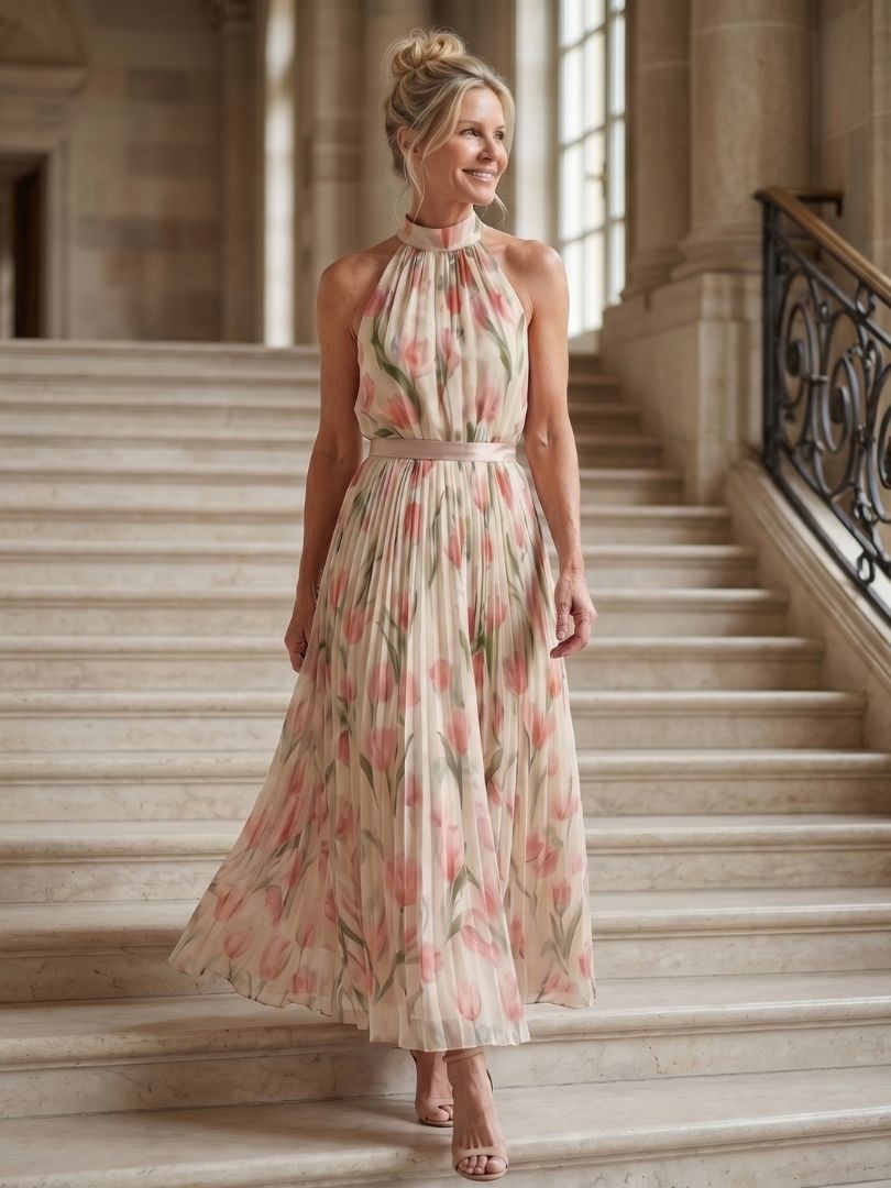 Violet & Grace™ | Halter Neck Floral Midi Dress