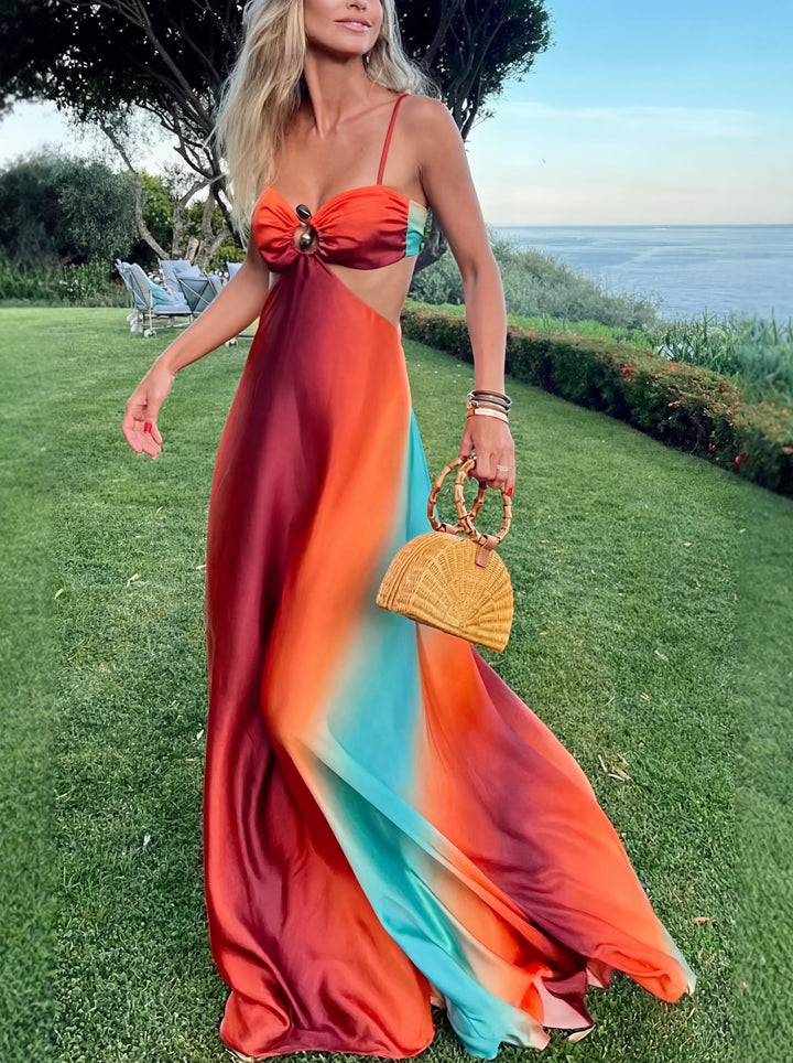 Maxi Dress for Women - Sunset Ombre Sleeveless Summer Dress
