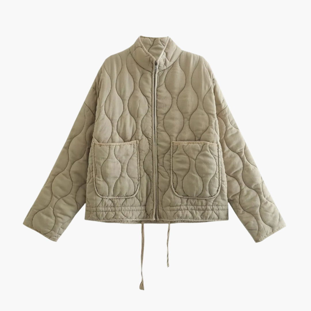 Classic Quilted Jacket With Pockets For Women | Short