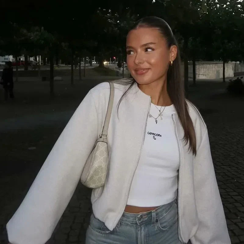 Gabrielle | Women’s Casual Zip Up Cropped Jacket
