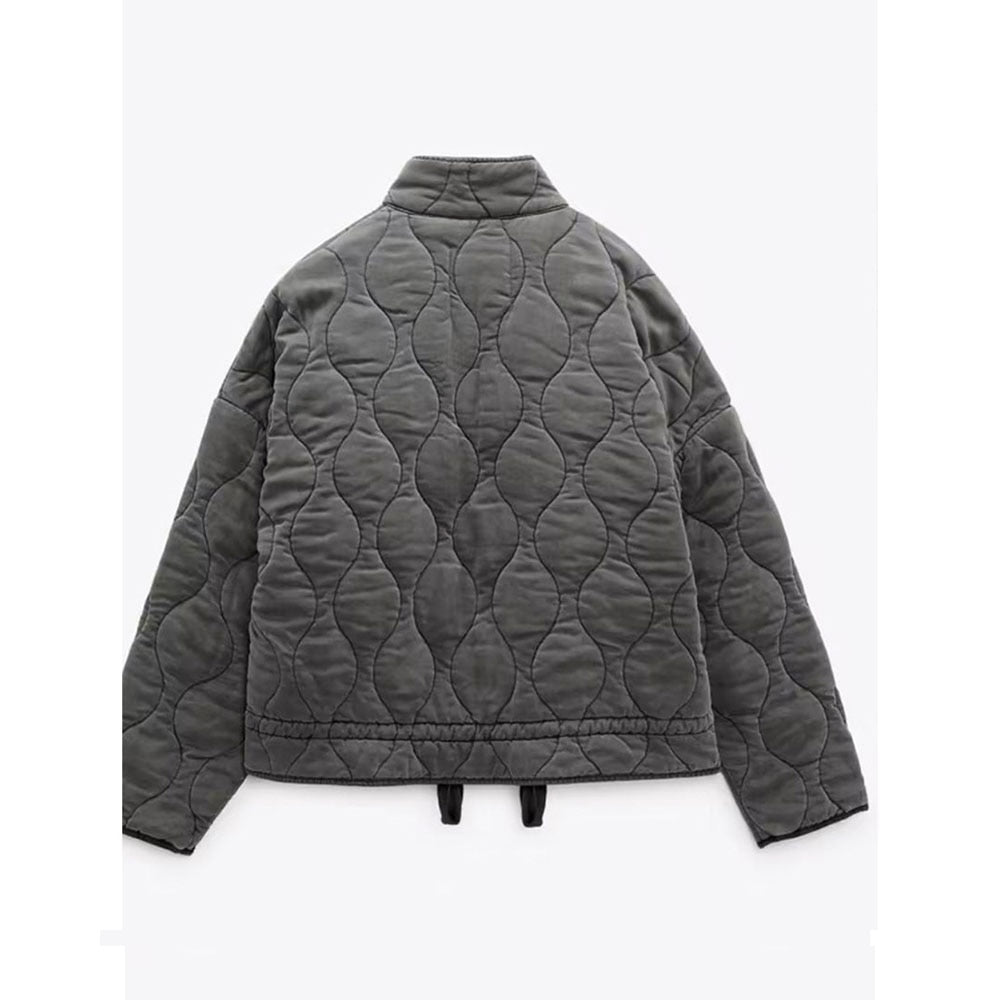 Classic Quilted Jacket With Pockets For Women | Short
