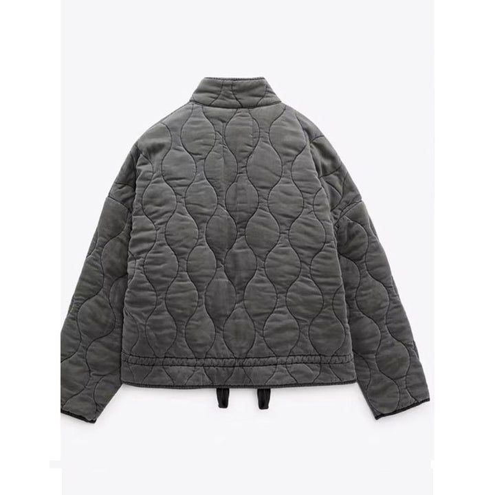 Classic Quilted Jacket With Pockets For Women | Short