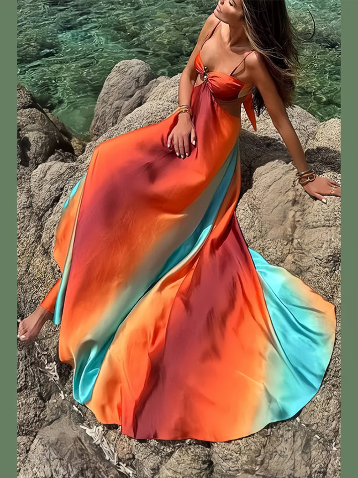 Maxi Dress for Women - Sunset Ombre Sleeveless Summer Dress