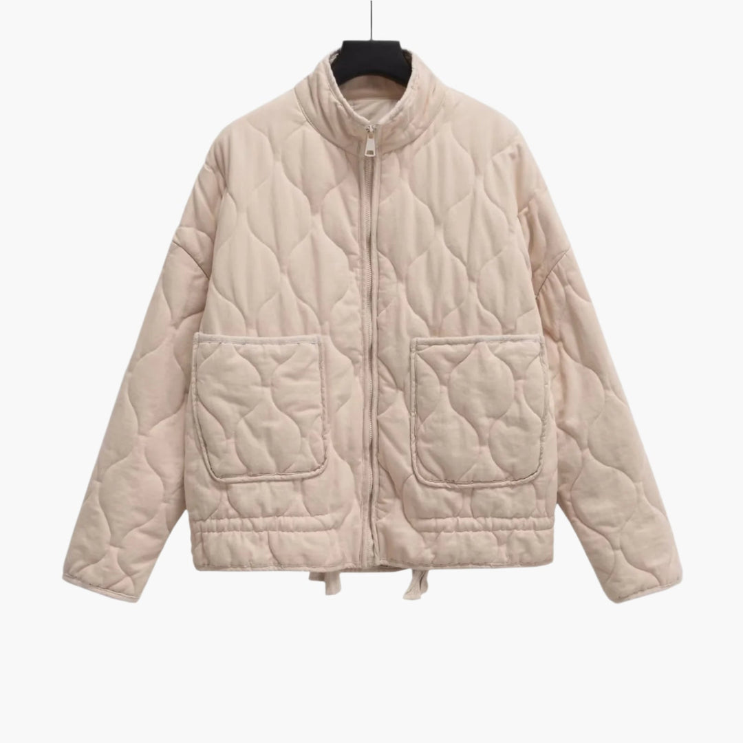 Classic Quilted Jacket With Pockets For Women | Short